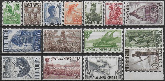 1952 Papua New Guinea ordinary stamps series 15v. MNH Y&T n. 1/15