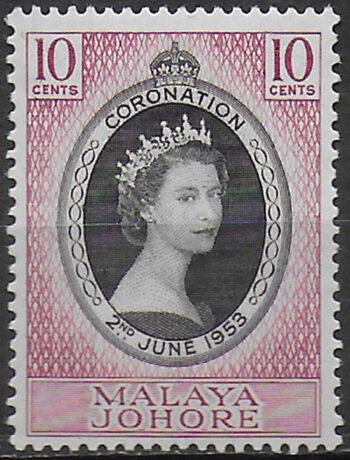1953 Johore Malaysia Coronation 1v. MNH SG n. 152