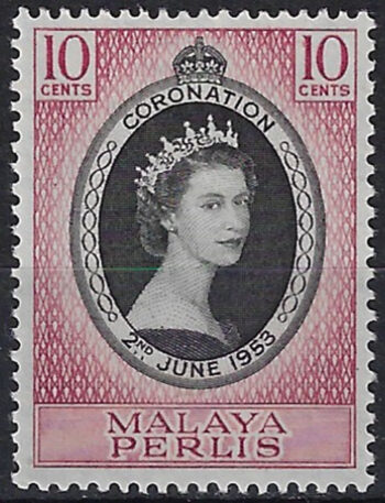 1953 Perlis Malaysia Coronation 1v. MNH SG n. 28