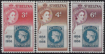 1956 St Helena 1st postage stamp 3v. MNH SG. n. 166/68