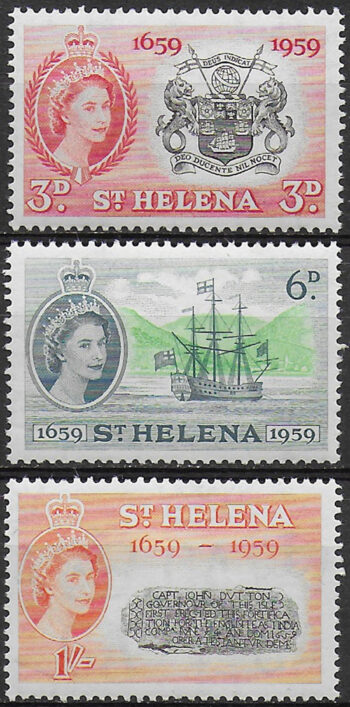 1959 St Helena tercentenary of settlement 3v. MNH SG. n. 169/71