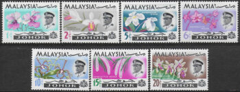 1965 Johore Malaysia flowers 7v. MNH SG n. 166/72