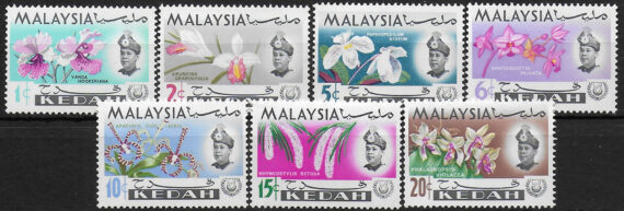 1965 Kedah Malaysia flowers 7v. MNH SG. n. 115/21