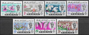 1965-68 Perak Malaysia flowers 7v. MNH SG n. 163/69