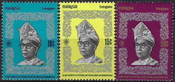 1970 Tregganu Sultan Tuanku Ismail Nasiruddin Shah 3v. MNH SG. n. 107/109
