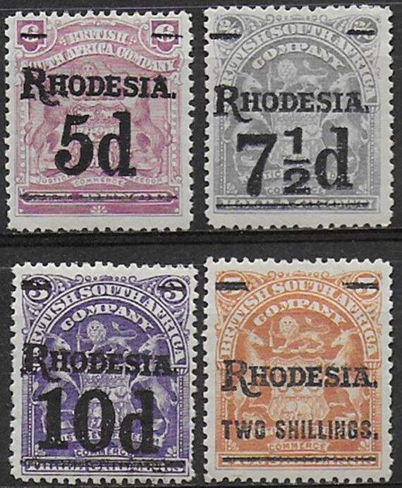 1909-11 Rhodesia 4v. overprinted new values MNH SG. n. 114/18