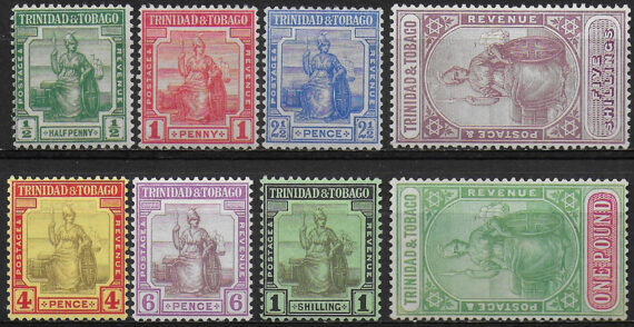 1913-23 Trinidad and Tobago Britannia 8v. MNH SG n. 149/56