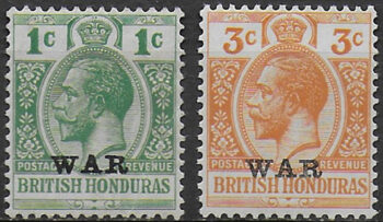 1917-18 British Honduras WAR 2v. MNH SG. n. 116/18