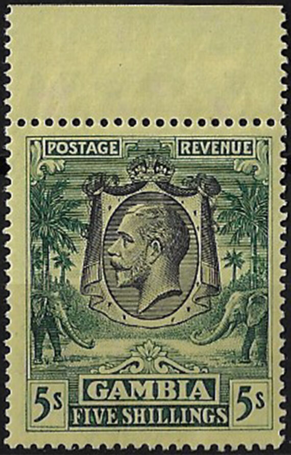 1922 Gambia Giorgio V 5s. green-yellow MNH SG n. 121