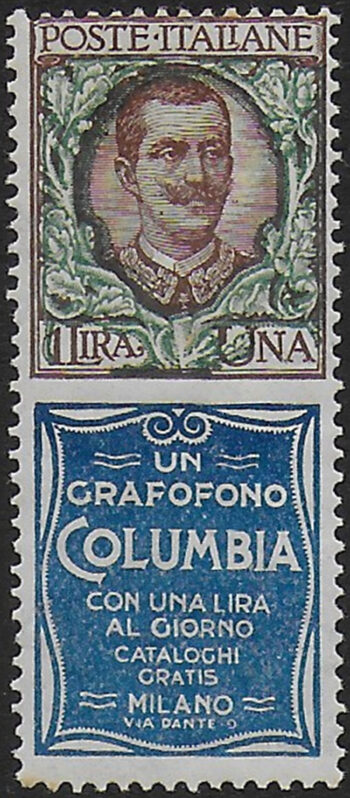 1924-25 Italia Pubblicitari Lire 1 Columbia MNH Sassone n. 19