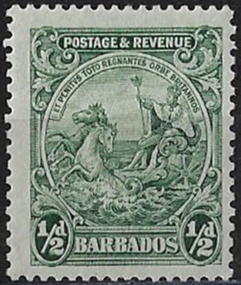 1932 Barbados Giorgio V ½d. green p 13x12 MNH SG n. 230a