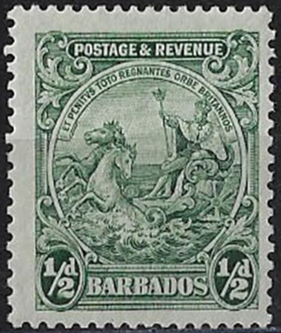 1932 Barbados Giorgio V ½d. green p 13x12 MNH SG n. 230a