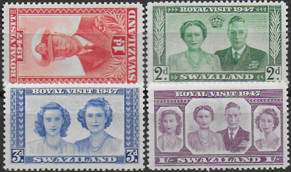 1947 Swaziland Royal Visit 4v. MNH SG n. 42/45