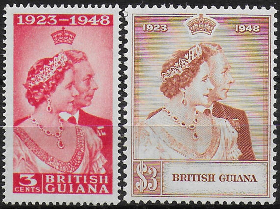 1948 British Guiana Silver Wedding 2v. MNH SG n. 322/23