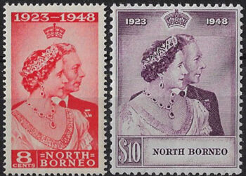 1948 North Borneo Royal Silver Wedding MNH SG n. 350/51