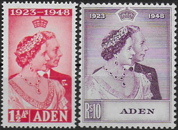1949 Aden Royal Silver Wedding 2v. MNH SG n. 30/31