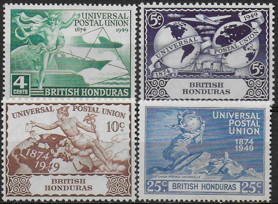 1949 British Honduras UPU 75th Anniversary 4v. MNH SG n. 172/75
