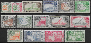 1957 Zanzibar various subjects 15v. MNH SG n. 358/72