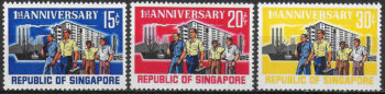 1966 Singapore Workers 3v. MNH SG n. 89/91