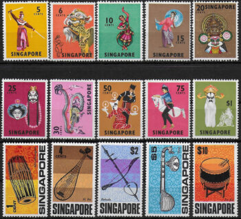 1968-73 Singapore Dances 15v. MNH SG n. 101/15