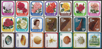 1975 New Zealand Roses and Shell 21v. MNH SG n. 1086/105