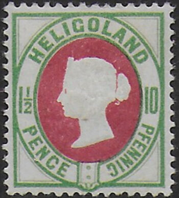 1875 Heligoland Victoria 10pf. deep rose and deep green MH SG n. 14