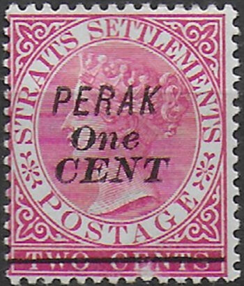 1891 Perak Malaysian States  one CENT type 30 with bar MH SG n. 57