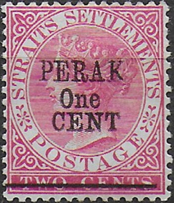 1891 Perak Malaysian States  one CENT type 34 with bar MH SG n. 59