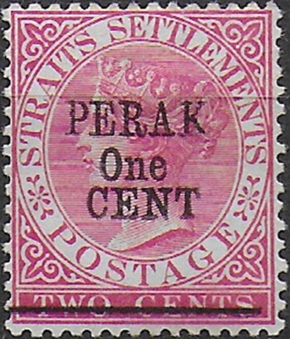 1891 Perak Malaysian States  one CENT type 34 with bar MH SG n. 59