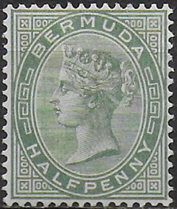1892 Bermuda Vittoria ½d. dull green MH SG n. 21