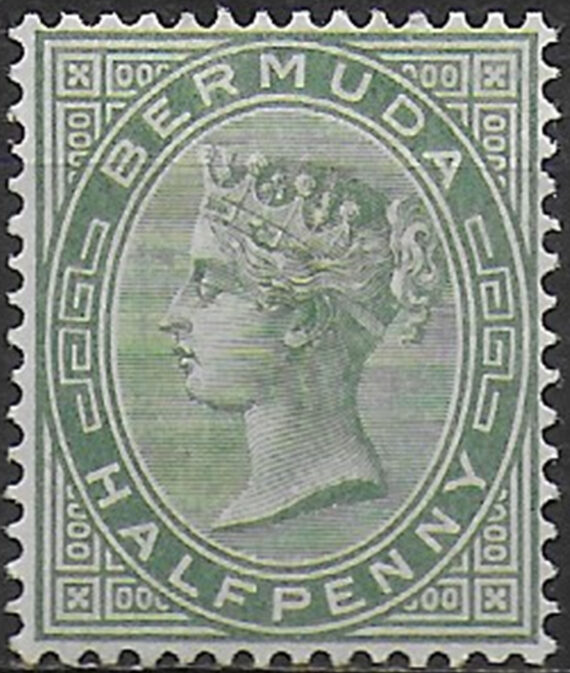 1892 Bermuda Vittoria ½d. dull green MH SG n. 21