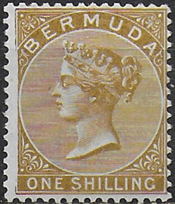 1893 Bermuda Vittoria 1s. yellow-brown MH SG n. 29