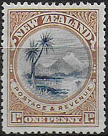 1898 New Zealand Lake Taupo 1d. blue and yellow brown MH SG n. 247