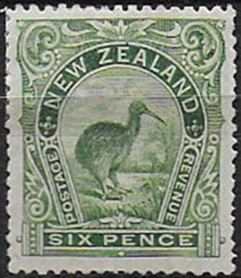 1898 New Zealand Brown Kiwi 6d. green MH SG n. 254