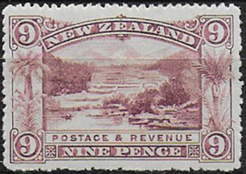 1898 New Zealand Pink Terrace  Rotomahana 9p. purple MH SG n. 256
