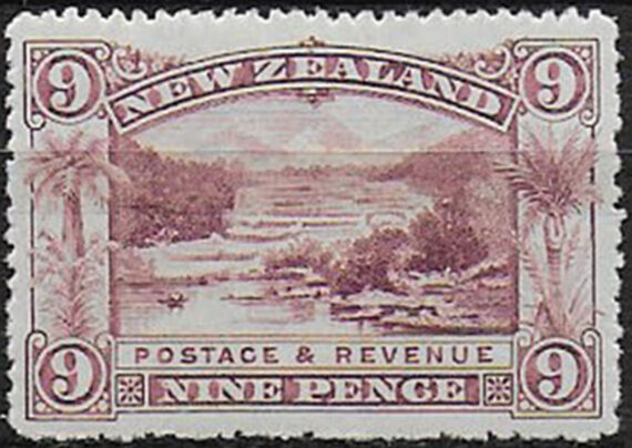 1898 New Zealand Pink Terrace  Rotomahana 9p. purple MH SG n. 256