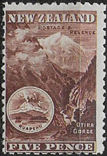 1899 New Zealand Mount Ruapehu 5d. deep purple brown MH SG n. 263a
