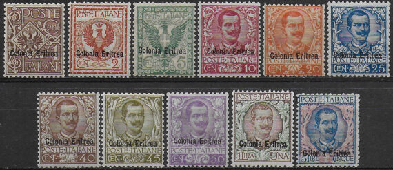 1903 Eritrea VE III Floreale 11v. MNH Sassone n. 19/29
