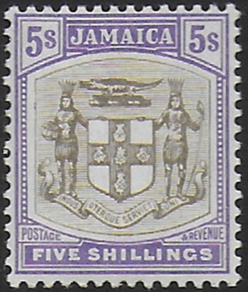 1905 Jamaica Edoardo VII 5s. grey and violet MNH SG n. 45