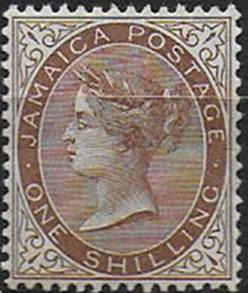 1906 Jamaica Victoria 1s. brown MH SG n. 53