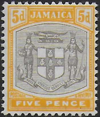 1907 Jamaica Edoardo VII 5d grey and orange yellow MNH SG n. 43