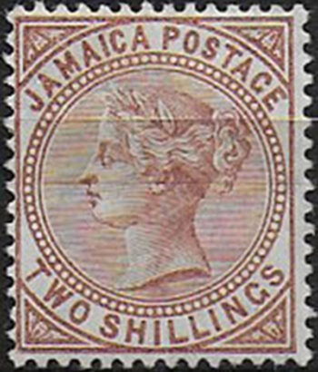 1908 Jamaica Victoria 2s. venetian red MH SG n. 55