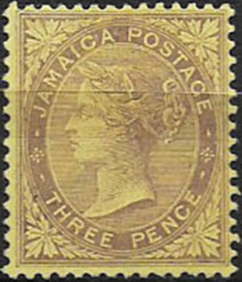 1910 Jamaica Victoria 3d. pale purple/yellow MH SG n. 47a