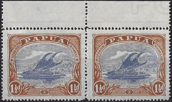 1925 Papua Lakatoi 1½d. pair with variety MNH SG n. 95d+95