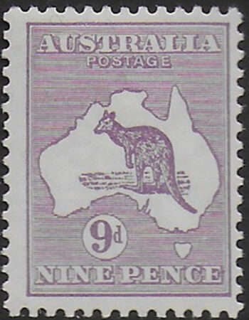 1929 Australia Kangaroo 9d. violet MLH SG n. 108