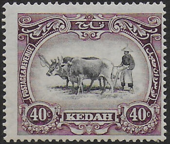 1932 Kedah 40c. black and purple MNH SG n. 35c