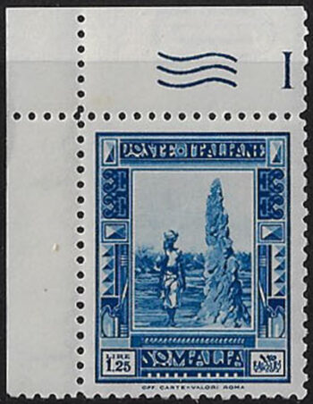 1932 Somalia Termite mound Lire 1,25 azzurro af MNH Sassone n. 177