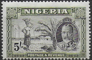 1936 Nigeria Giorgio V 5s. black olive green MNH SG n. 43