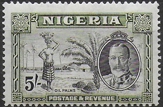 1936 Nigeria Giorgio V 5s. black olive green MNH SG n. 43