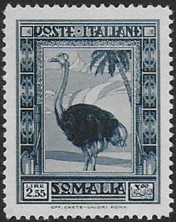 1938 Somalia Struzzo Lire 2,55 ardesia 1v. MNH Sassone n. 226